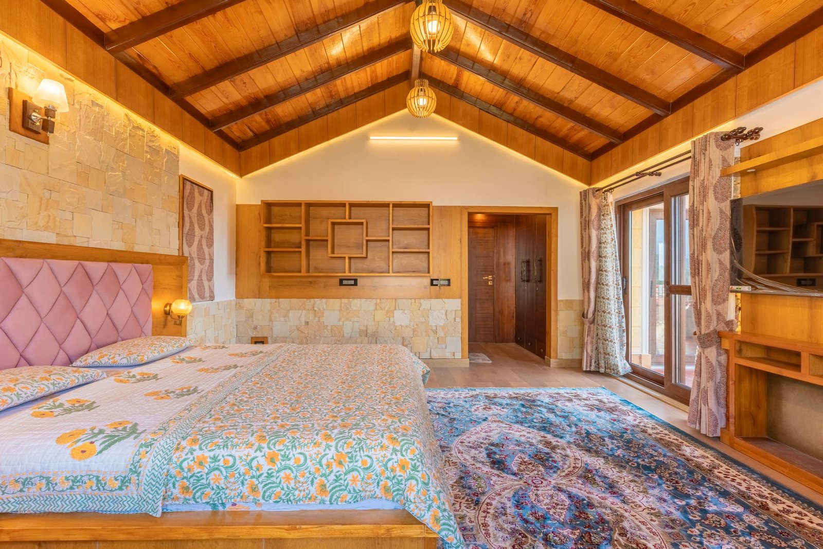 En-suite private bathroom with glass shower in The Himalayan Suite