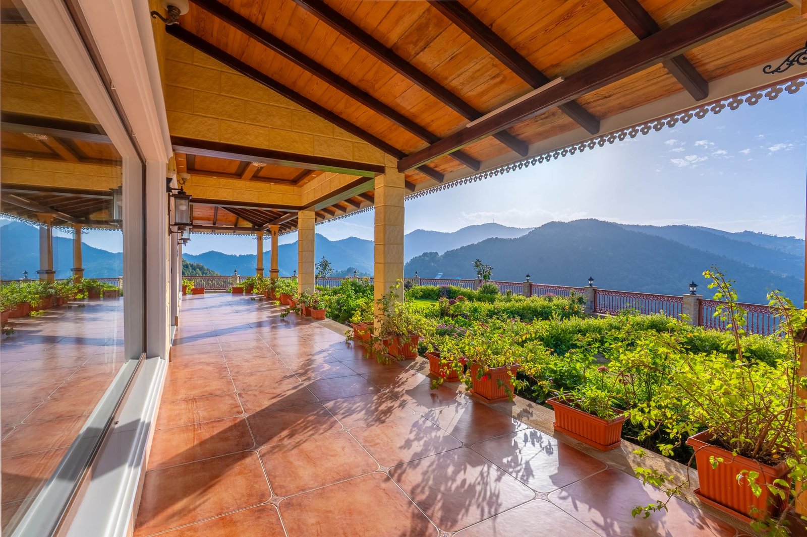 Morning view from The Veranda Lounge at The Mukteshwar Bungalow